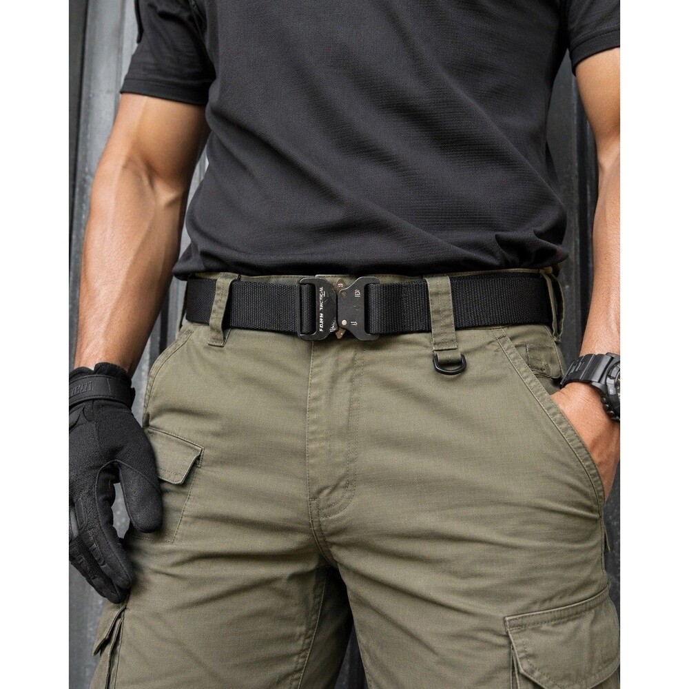 Fairwin Tactical Black Nylon Belt Cobra Style Quick Release Buckle 24kN 37" Long